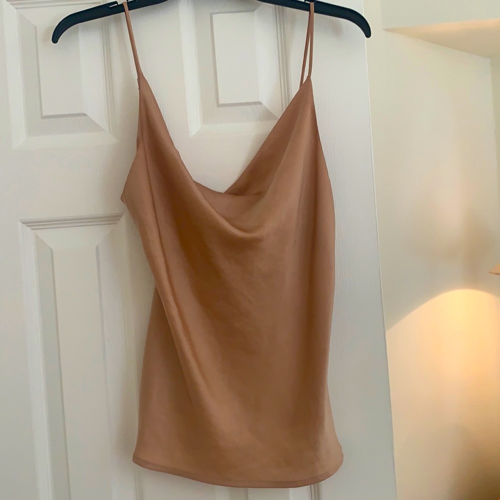 Pink/ Beige silk tank top from Planet Blue